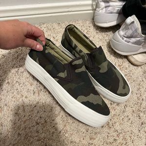 New Camo Platform Slip Ons